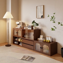 客厅电视柜落地书柜实木落地矮柜餐边储物柜一体模块化自由组合柜