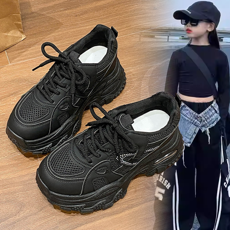 女款网面透气厚底潮酷百搭老爹鞋中大童2026春秋新款个性穿搭鞋子