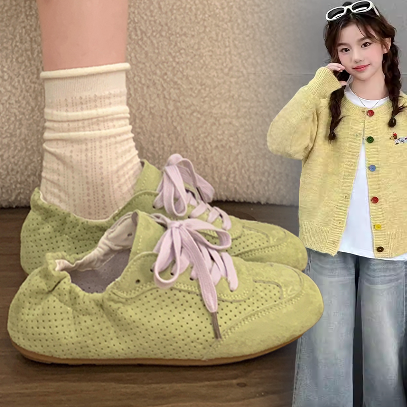 女童时尚潮款韩版软底轻便个性穿搭德训鞋女孩2026春季新款休闲鞋