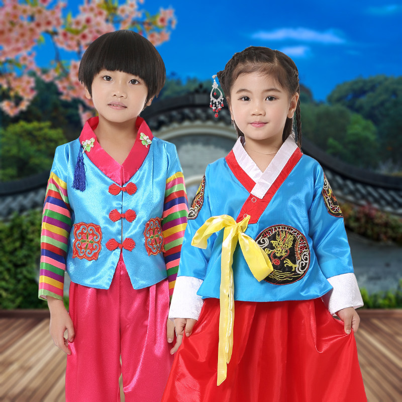 元旦儿童表演出舞蹈摄影服装幼儿民族韩国朝鲜族服男女童韩服套装