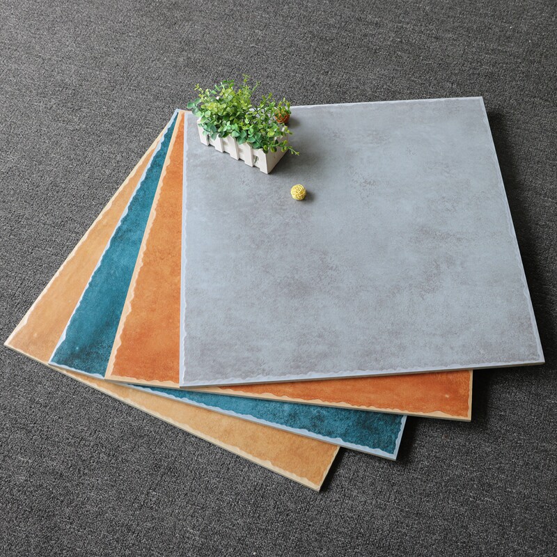 美式复古客厅田园风600X600地砖卧室地板砖蓝色黄色灰色地板砖800