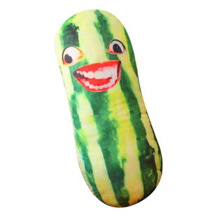 搞怪西瓜条抱枕靠垫长条坏笑表情大号毛绒玩具家人们谁懂睡觉枕头