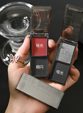 MUGE LEEN 粉墨双色眼影盘哥特风黑色leon红色朋克懒人烟熏眼影盘
