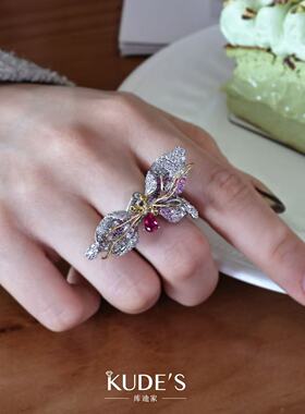库迪家展会款设计师蝴蝶造型戒指女轻奢高级感开口指环