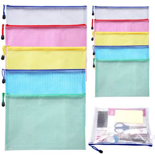 5/10/20pcs Grid Zipper Bags A4/A5 Folder Waterproof Office a