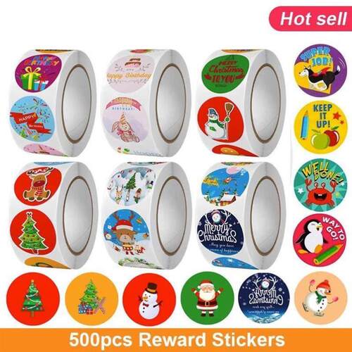 500pcs Reward Stickers Encouragement Sticker Roll christmas1