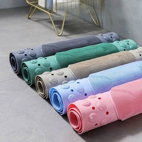 Non Slip PVC Bath Mat with Suction Cup Massage Bumps Quick D