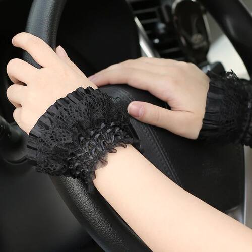 Lolita Hand Sleeve Wrist ornament Cuffs Ruffled Floral Black