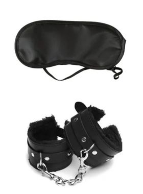 2pcs PU Leather Sex Handcuffs with Eye Mask Sex Toys for Cou