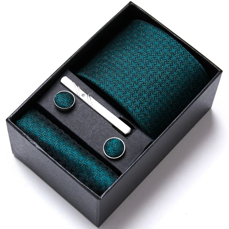 Top Quality 7.5 cm Business Ties Hanky Cufflink Set Tie Clip