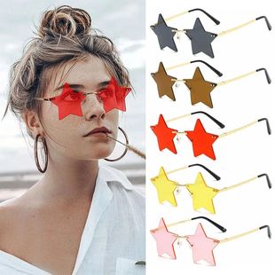 Sunglasses rendy Women Star for Shape Glasses Rimless Sun