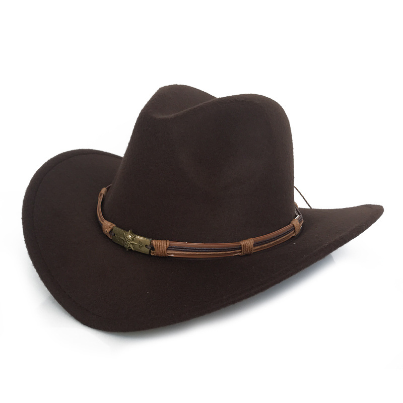 Women Men Wool Western Cowboy Hat 毛呢爵士帽男女西部牛仔帽子