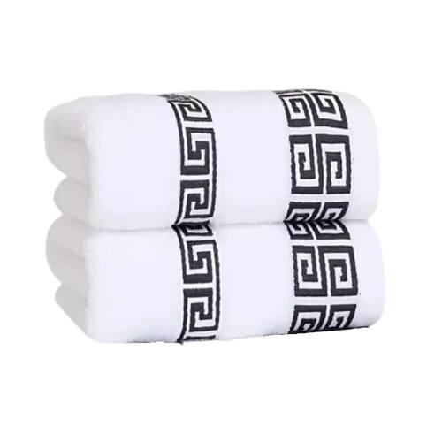 2pcs White Cotton Towels 34x74cm 70x140cm Embroidered Hotel