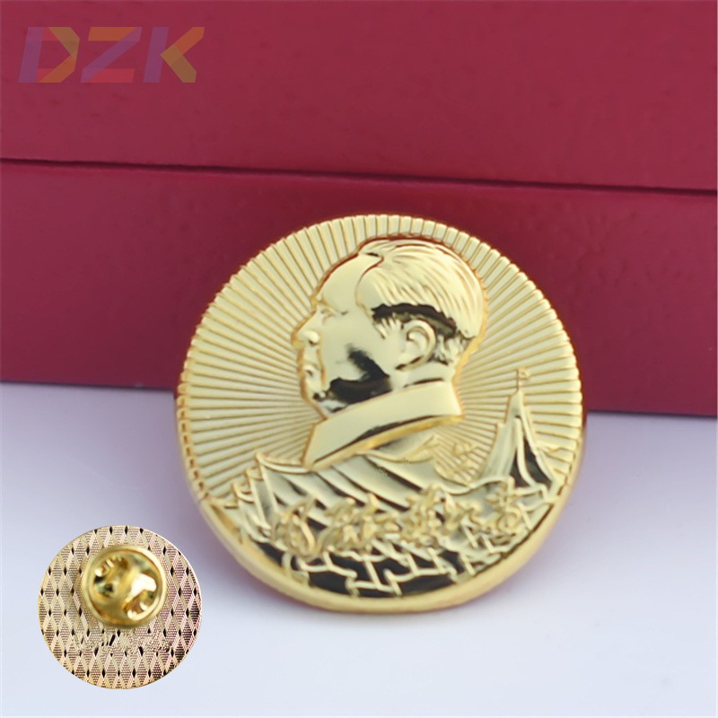 毛主席徽章头像纪念章像章毛爷爷胸针金色胸章1.8厘米收藏勋章m1