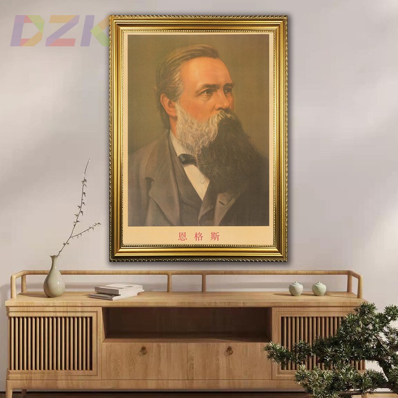 恩格斯画像有框恩格斯大厅复古装饰画壁挂画外国名人领导宣传墙m3