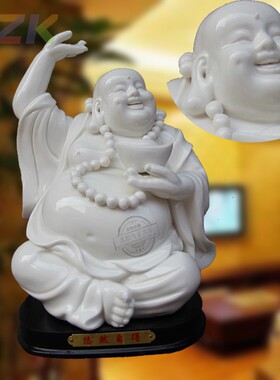 现代陶瓷工艺礼品家居装饰客厅饰品摆件佛像弥勒佛高端白瓷中式m6