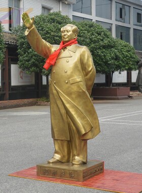 怀东 毛主席铜像挥手真人比例大型摆像公司大厅学校酒店大堂装m7