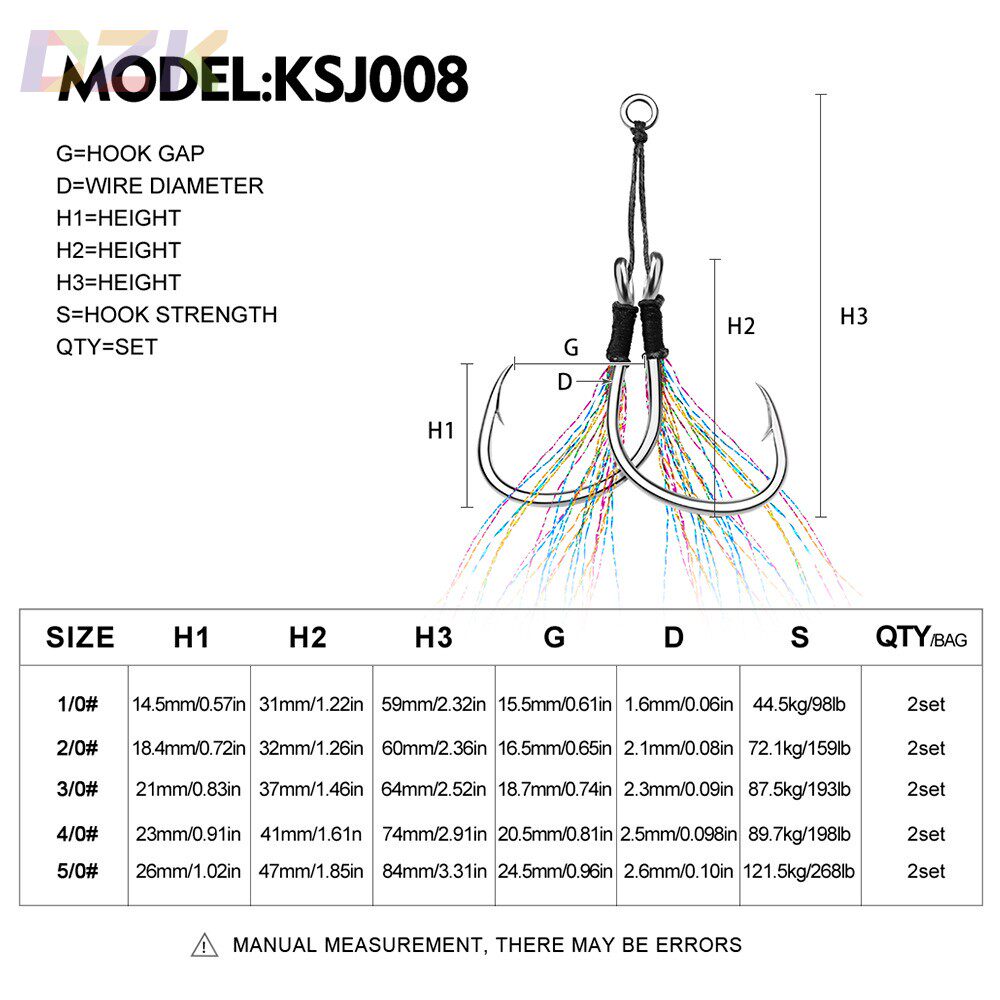 海钓铁板双钩 路亚铁板钩 大力马线打结绑亮丝羽毛钩船钓海钓单m3