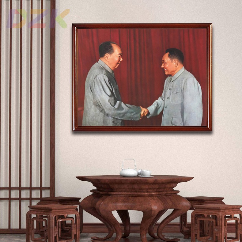 毛主席画像有框与邓小平握手合影壁挂像客厅装饰画伟人中堂墙挂m1