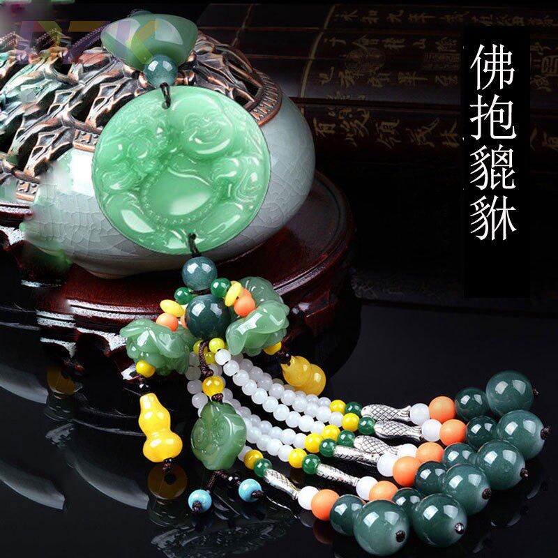 浅绿玉元宝葫芦莲花坠汽车挂件 出入平安汽车吊坠 厂家直销高端m3