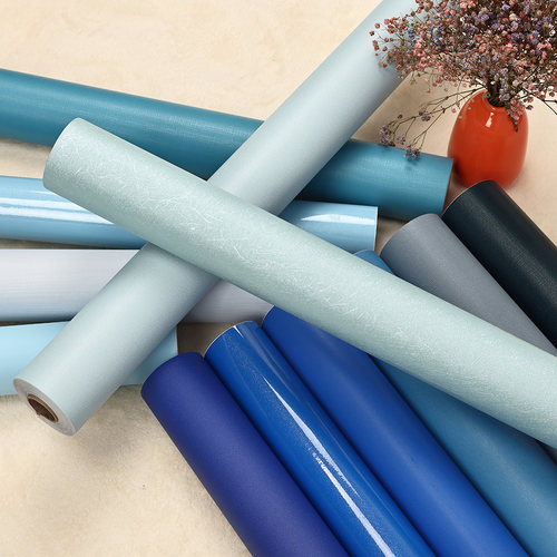 自贴深蓝色卧室客厅地中海墙纸