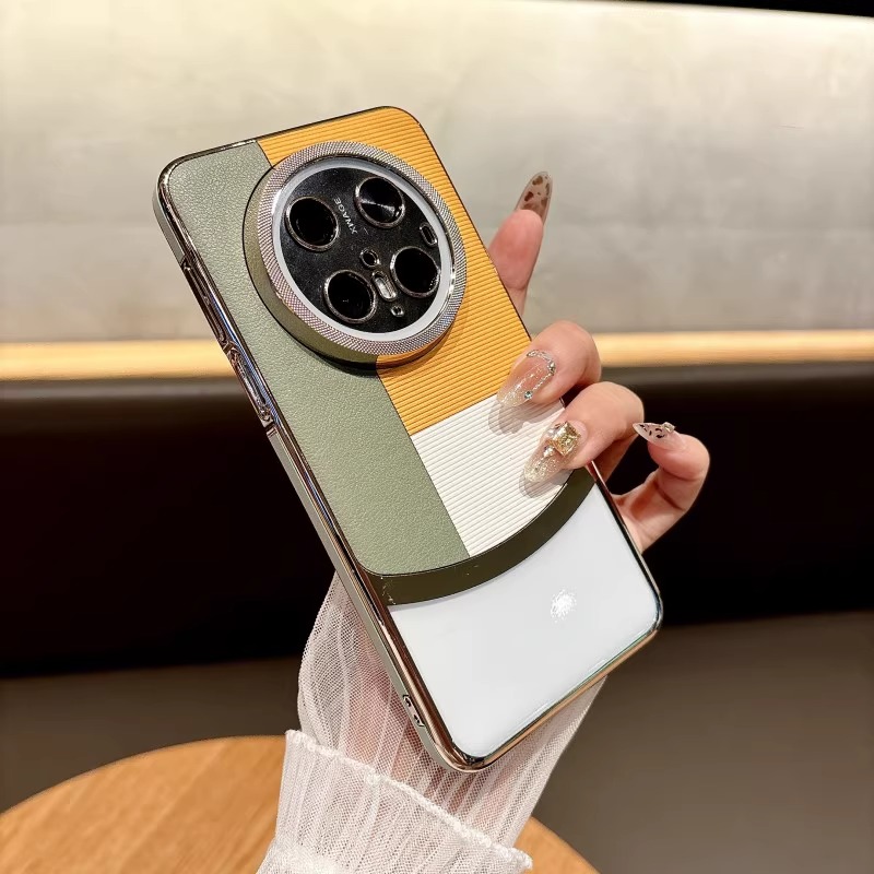 素皮拼接色适用华为mate70pro手机壳新款mate60镜头全包mate60pro+超薄防摔散热mate 70简约男女型格红保护套