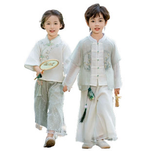 儿童唐装中式古风古装春夏日常男童汉服中国风小学生幼儿园演出服