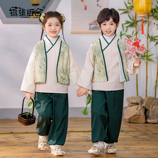 儿童国风唐装明制汉服男童冬装新年衣服中式古装幼儿园班服演出服