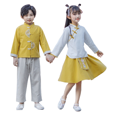 儿童汉服男童国学服小学生国风古装女童民国风童装男孩民族演出服