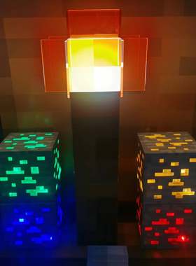 我的世界Minecraft周边红石火把灯矿石夜灯床头灯变色瓶发光玩具