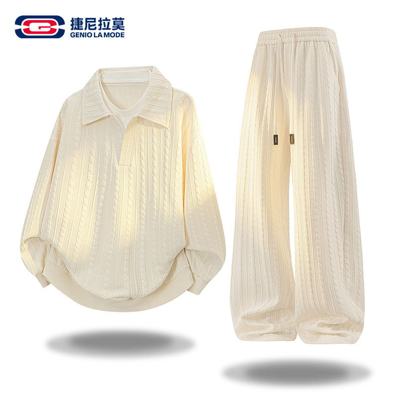 【敖瑞鹏代言】捷尼拉莫休闲运动套装秋季百搭宽松圆领卫衣两件套