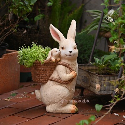 可爱乡村兔子花盆创意花园摆件户外庭院装饰阳台布置多肉盆栽院子