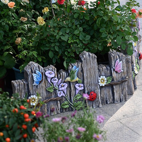 仿木栅栏户外花园阳台装饰摆件