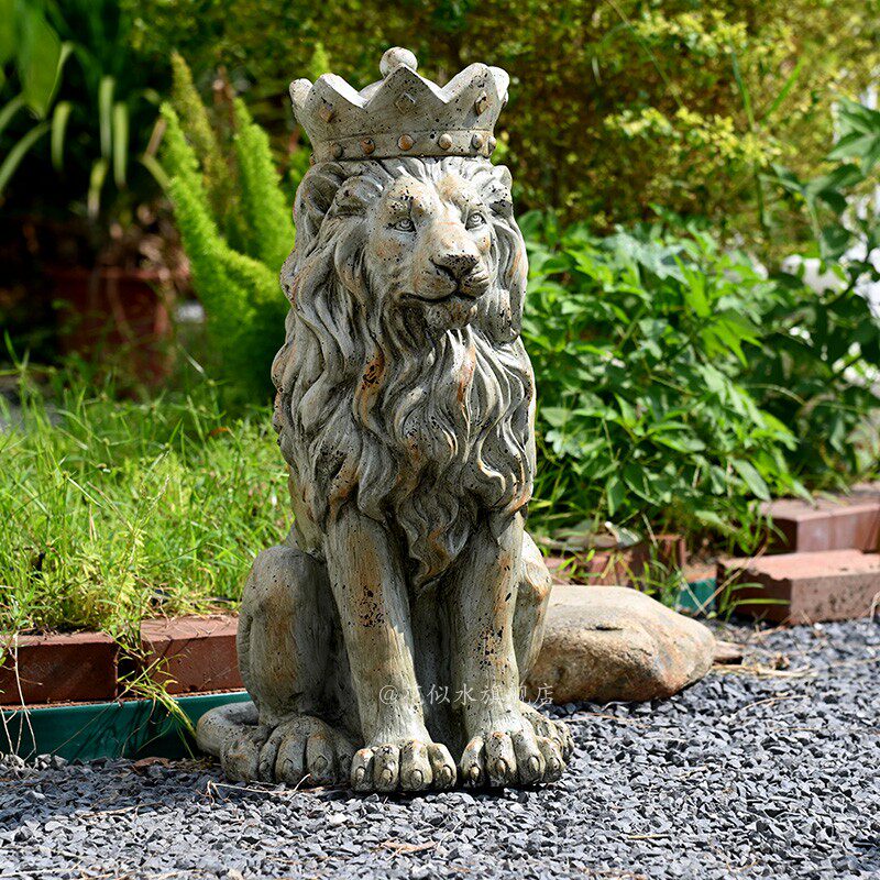 花园摆件庭院户外狮子摆件装饰仿真动物雕塑别墅门厅布景民宿院子