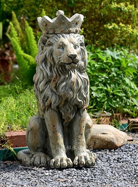 花园摆件庭院户外狮子摆件装饰仿真动物雕塑别墅门厅布景民宿院子