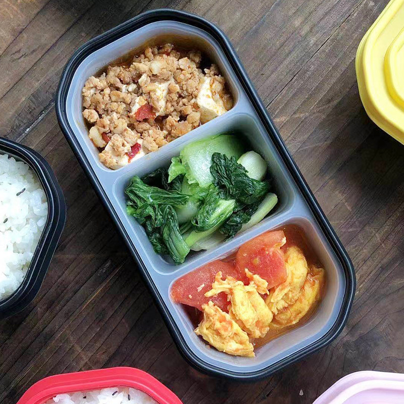 一次性饭盒 分割款二三格创意保温水果捞打包盒塑料便当外卖餐盒