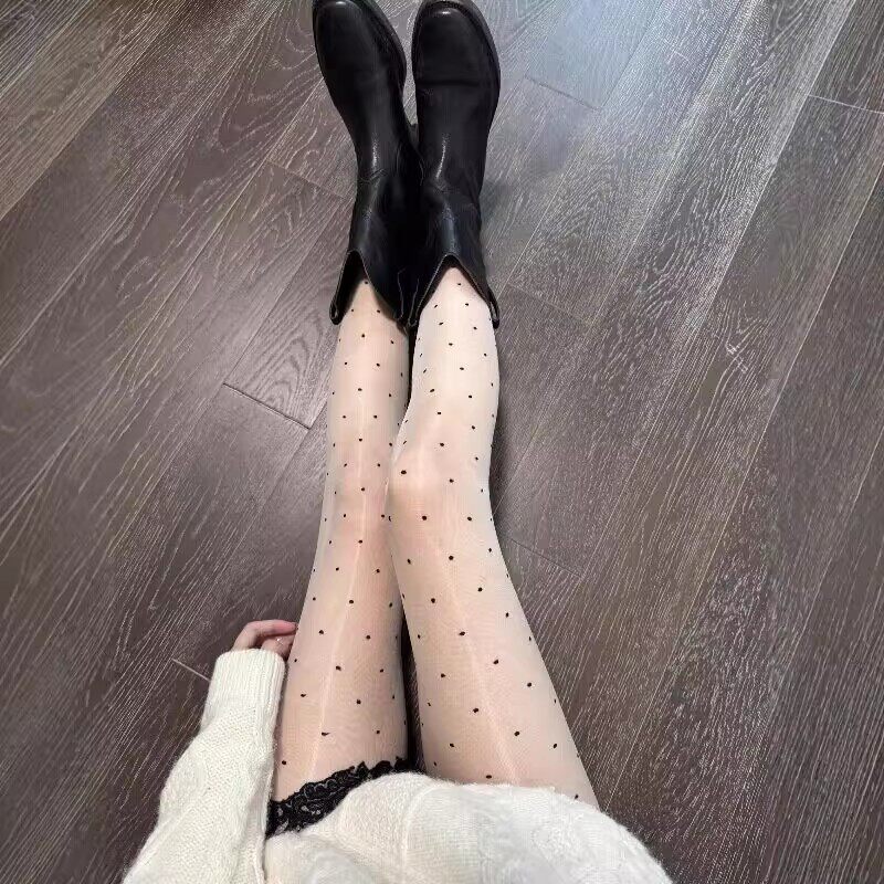 勾不破！超自然！0d美肤光泽感肉丝~法式辣妹~显瘦防勾丝波点丝袜