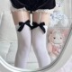 女仆萌物Lolita黑色蝴蝶结丝袜可爱女仆袜学生袜 丝绒蝴蝶吊带袜
