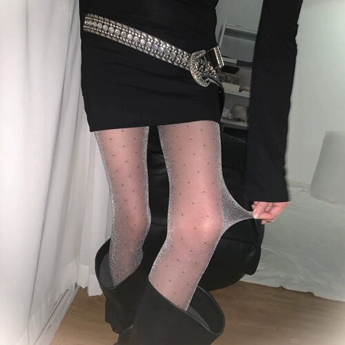 暗戳戳辣翻全场波点灰丝连裤袜