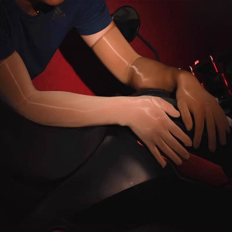 男士超薄油光防勾丝丝袜手套分指五指手套长款防晒女婚纱礼仪手套