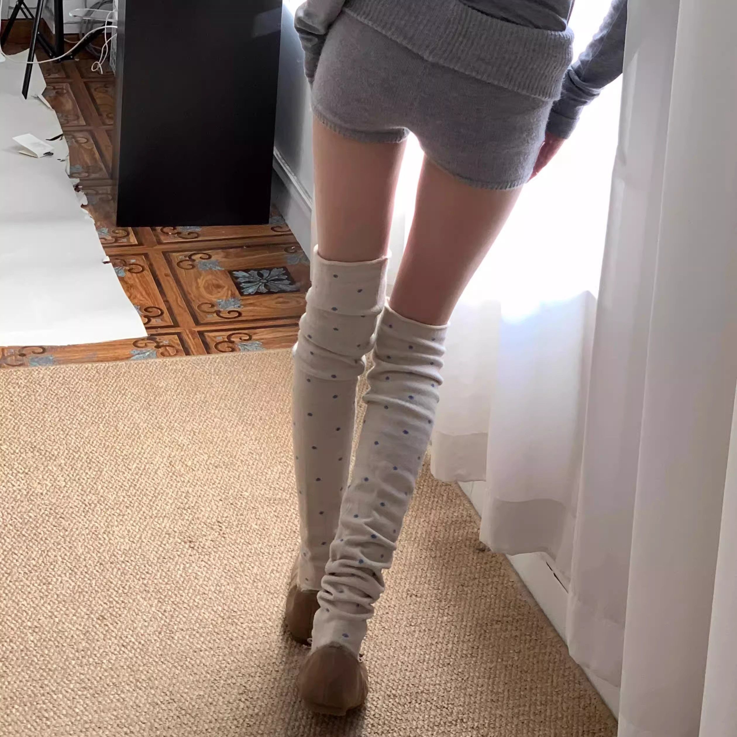 波点提花踩脚袜套秀场款！新look过膝百搭芭蕾风保暖护腿秋冬腿套,女士内衣/男士内衣/家居服,连裤袜/打底袜,淘宝优惠券,粉丝福利购,淘宝优惠卷