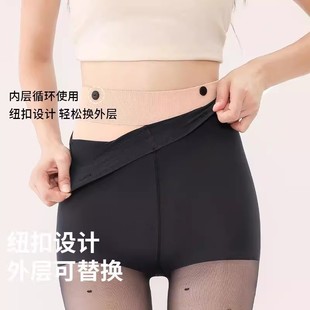 爱心波点丝袜女秋冬款 纽扣可拆卸双层透肤光腿神器 加绒加厚打底裤