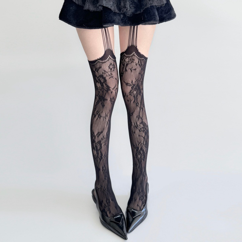 暗黑系Lolita玫瑰荆棘吊带袜