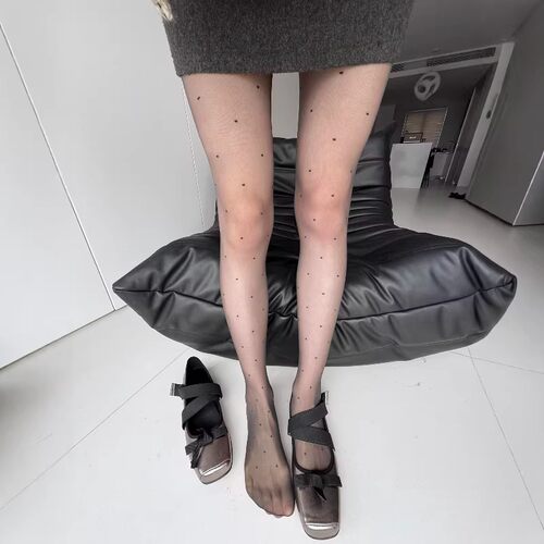 0D超薄波点黑丝防勾丝连裤袜