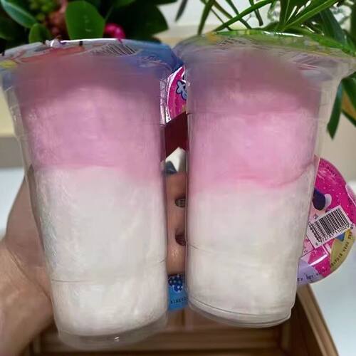 老式拉丝彩色棉花糖杯装怀旧零食