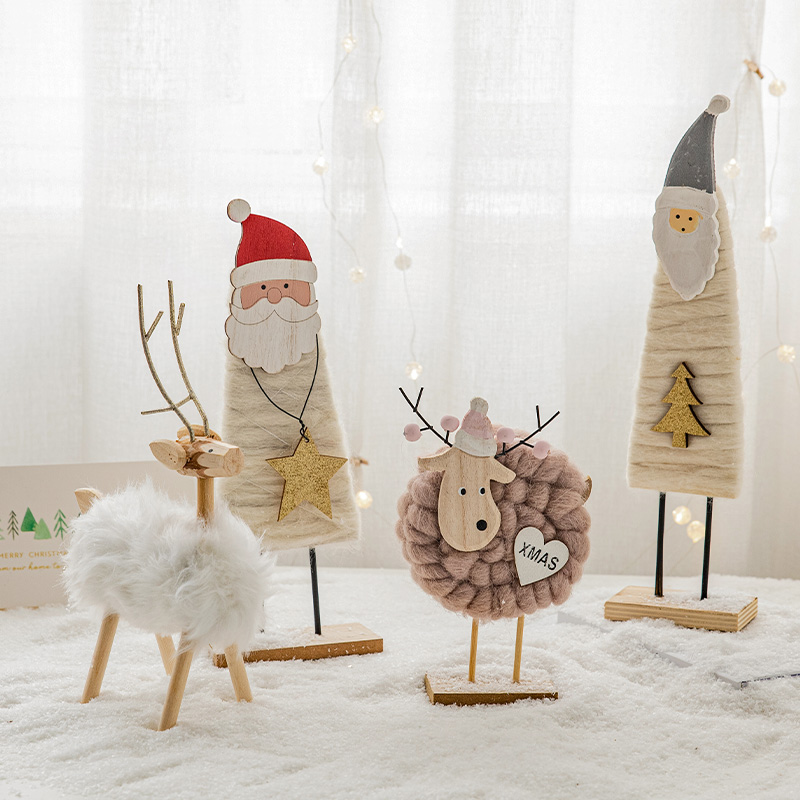 北欧羊毛毡麋鹿老人圣诞摆件