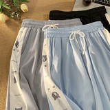 夏季原创设计小学生猫咪印花冰丝休闲短裤男女货号DK1611-P35，男装牛仔裤，星座1015-2