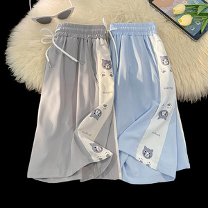 夏季猫咪印花冰丝休闲短裤男女货号DK1611-P25控48图片