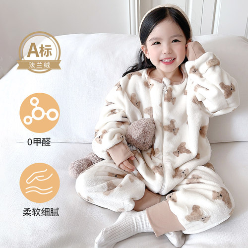 志凯棉品法兰绒连体睡衣睡袋