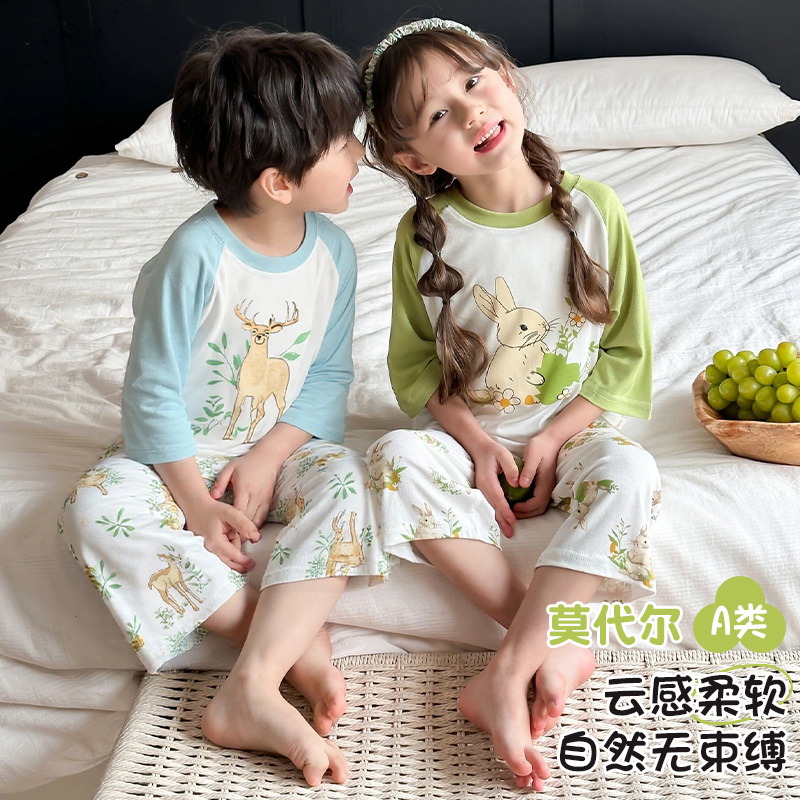 儿童睡衣套装莫代尔夏天透气排湿